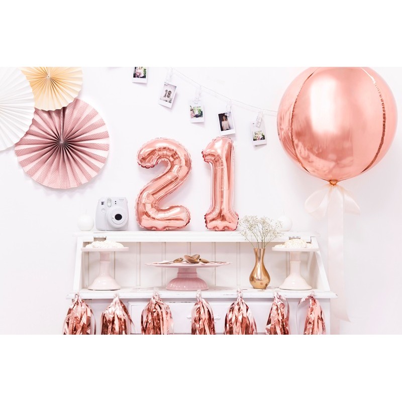 Balon foliowy na urodziny cyfra 2 różowe złoto - 2