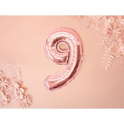 Balon foliowy różowe zloto cyfra 9 dekoracja - 4
