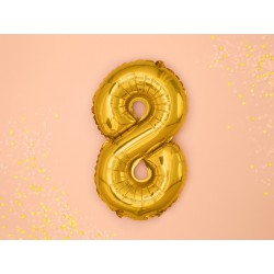 Balon foliowy złoty cyfra 8 dekoracja urodziny - 3