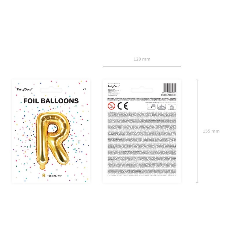 Balon foliowy litera R złota do napisów balonowych - 3