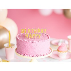 Świeczki urodzinowe na tort napis Happy Birthday złoty - 2