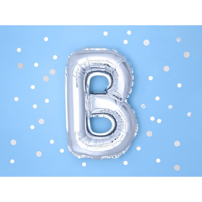 Balon foliowy w kształcie litery litera B srebrna - 5
