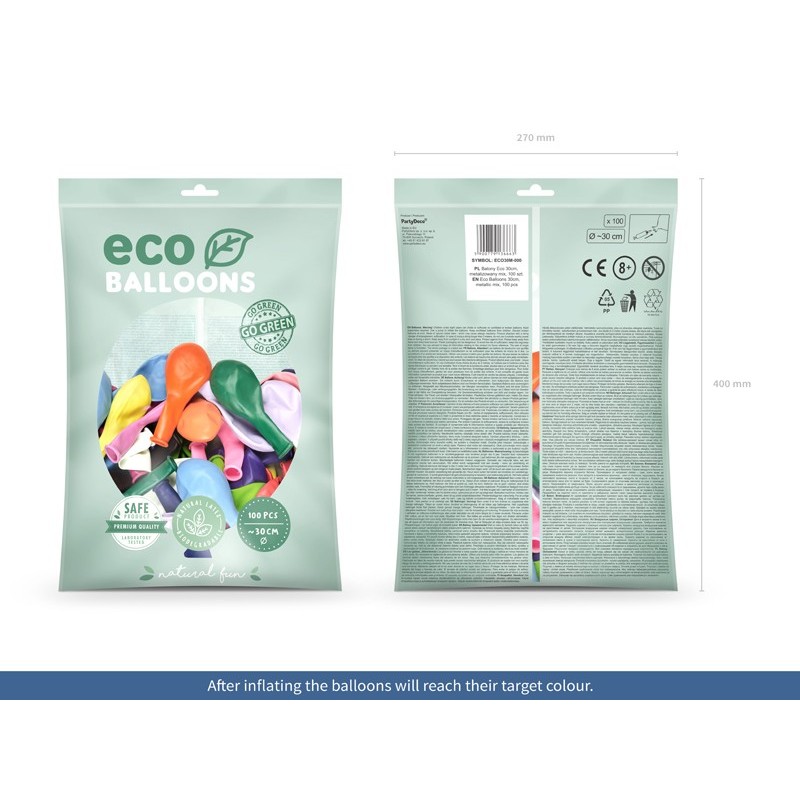 Balon eco 30cm metalizowany mix 100szt - 2
