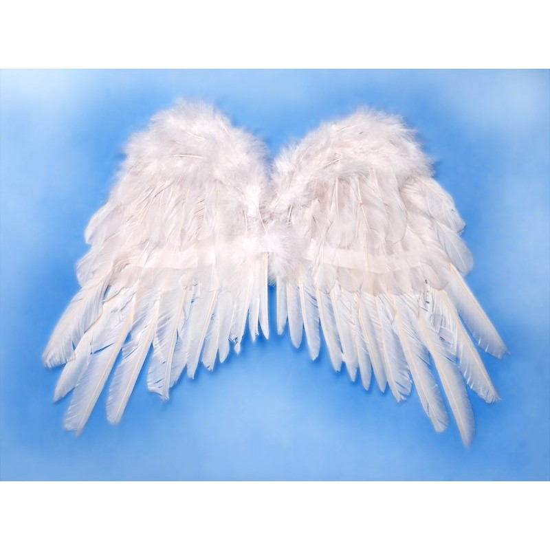 Skrzydła anioła na gumce białe z piór piórka anioł - 2