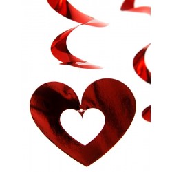 Dekoracje wiszące Świderki serca czerwone 5szt 60cm - 2