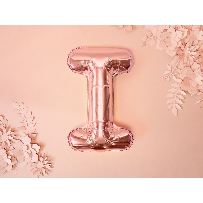 Balon foliowy różowe złoto kształcie litery I - 3