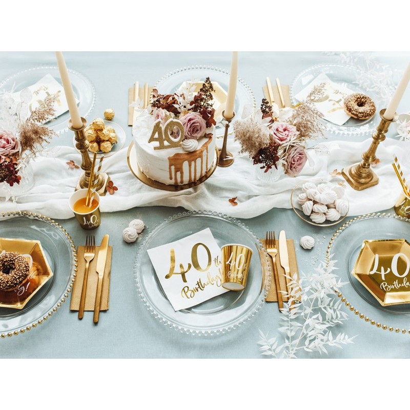 Świeczka urodzinowa liczba na tort 40 złota brokat - 3