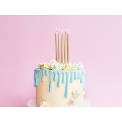 Świeczki na tort długie urodzinowe złote 12 szt - 3