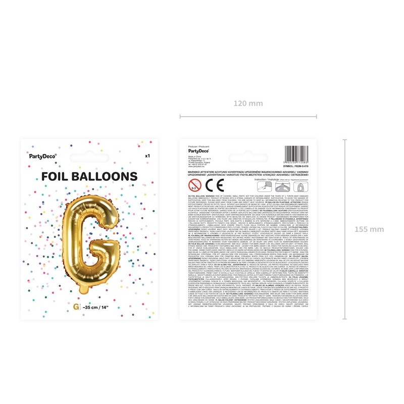Balon foliowy litera G złota do napisów balonowych - 3