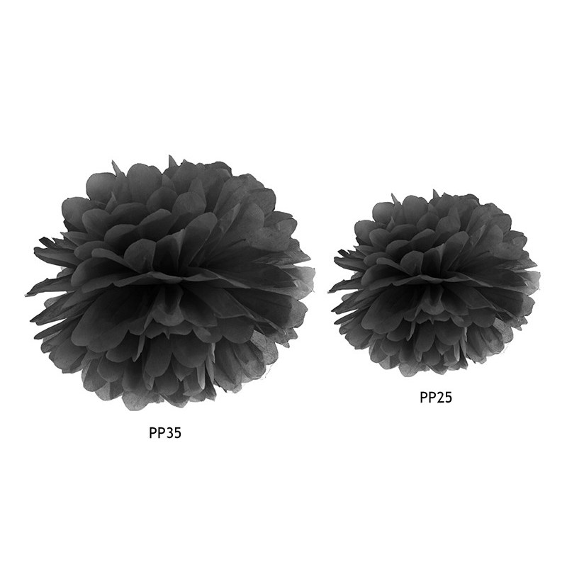 Pompon bibułowy czarny dekoracyjny ozdoba 25cm - 2