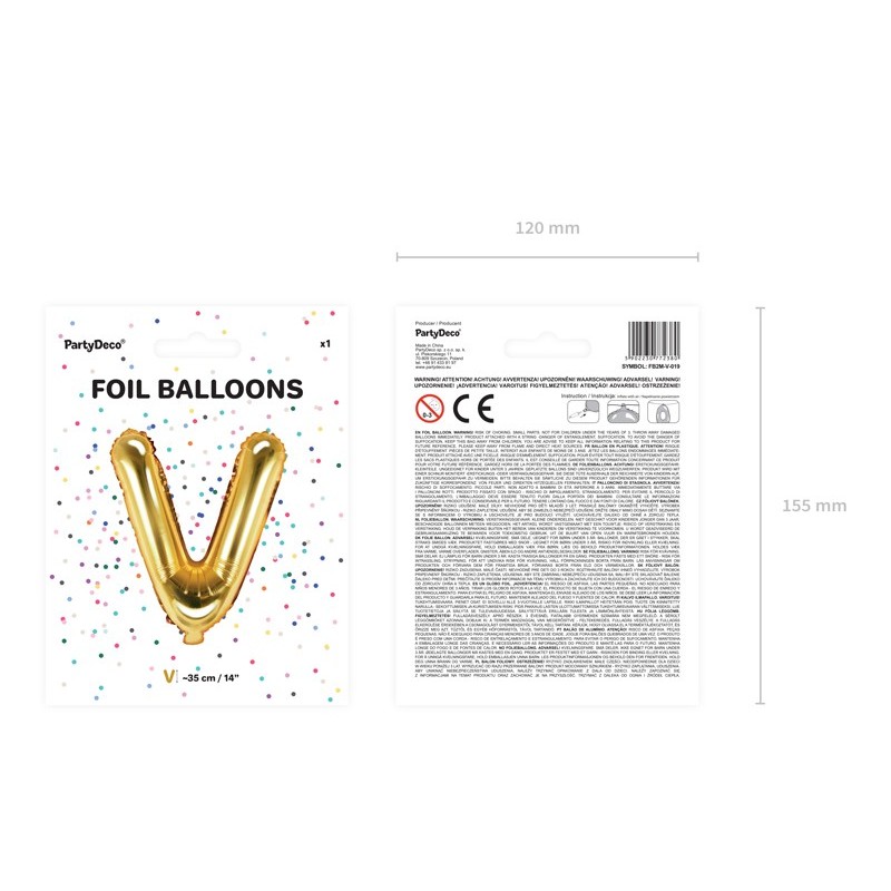 Balon foliowy litera V złota do napisów balonowych - 2