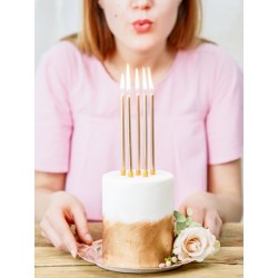 Świeczki na tort długie urodzinowe złote 12 szt - 4