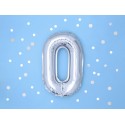 Balon foliowy srebrny cyfra 0 urodziny dekoracja - 3