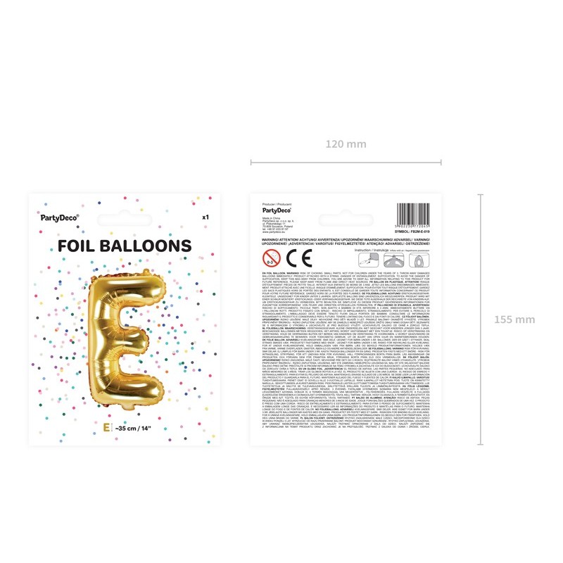 Balon foliowy litera E złota do napisów balonowych - 5