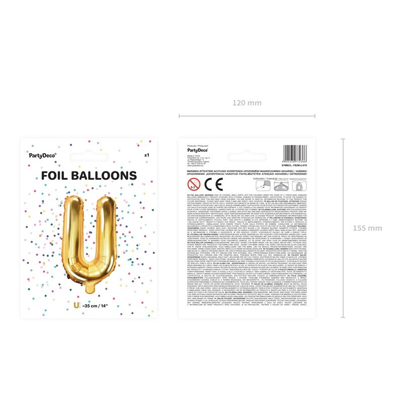 Balon foliowy litera U złota do napisów balonowych - 4
