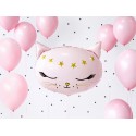 Balon foliowy Kotek pastelowy różowy gwiazdki hel - 2