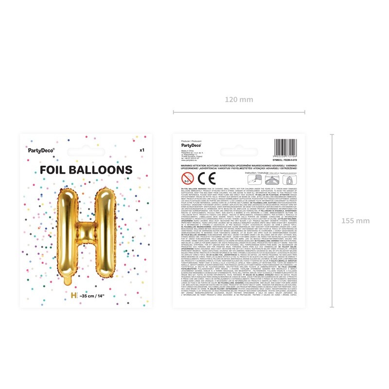 Balon foliowy litera H złota do napisów balonowych - 3