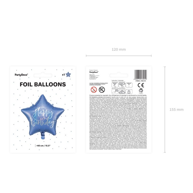 Balon foliowy urodzinowy dekoracja hel granatowy - 4