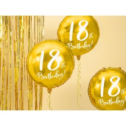 Balon foliowy urodzinowy okrągły 18 Brithday złoty 45 cm - 3