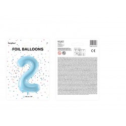 Duży Balon foliowy 86cm niebieska cyfra 2 dwa hel powietrze - 2