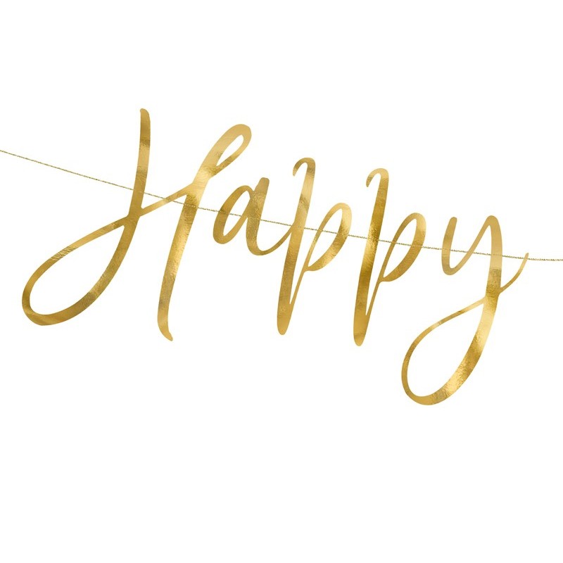 Baner Girlanda Happy New Year złota wiszący napis na sylwestra - 2