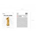 Balon foliowy cyfra 1 metaliczna złota urodziny - 3
