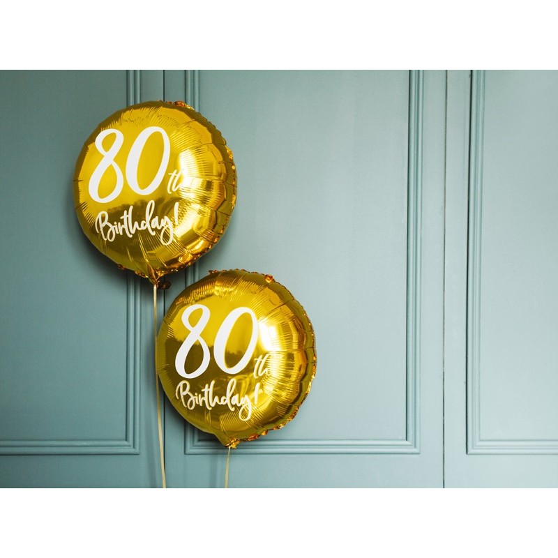 Balon foliowy złoty 80 urodziny dekoracja ozdoba - 1