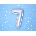 Balon foliowy cyfra 7 srebrna dekoracja urodziny - 2