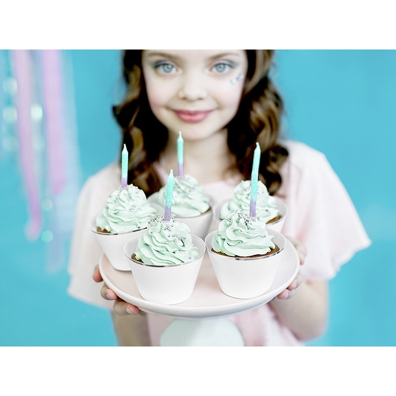 Świeczki na tort urodzinowe ombre zielony fioletowy 20szt - 4