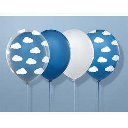 Balony lateksowe niebieskie Baby Shower w chmurki - 3