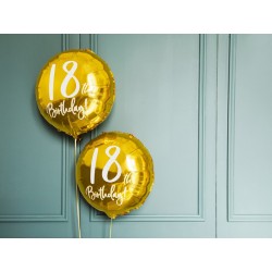 Balon foliowy urodzinowy okrągły 18 Brithday złoty 45 cm - 4