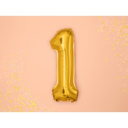 Balon foliowy cyfra 1 metaliczna złota urodziny - 5