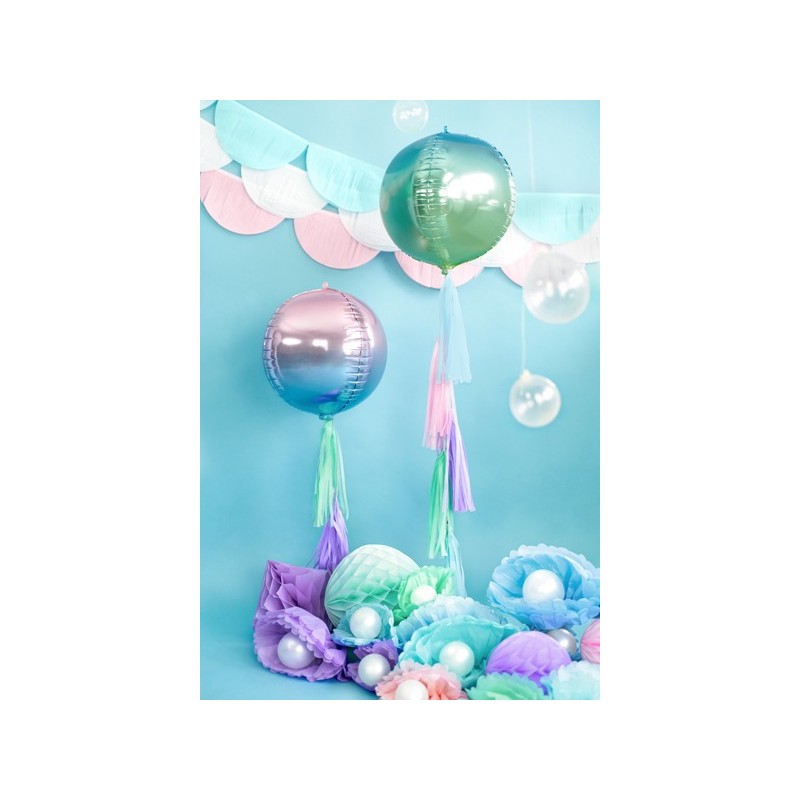 Balon foliowy Kula ombre niebiesko-zielona 35cm - 4