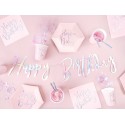 Jednorazowe talerze papierowe urodzinowe różowe - 4