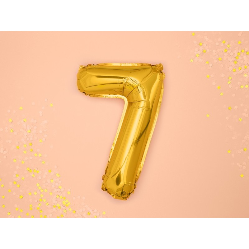 Balon foliowy cyfra 7 złoty urodziny dekoracja - 5