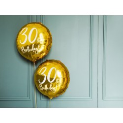 Balon foliowy na 30stkę urodzinowy złoty okrągły - 3