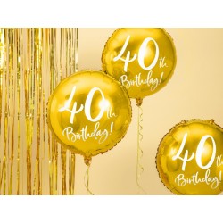 Balon foliowy 40 urodziny dekoracja złota ozdoba - 2