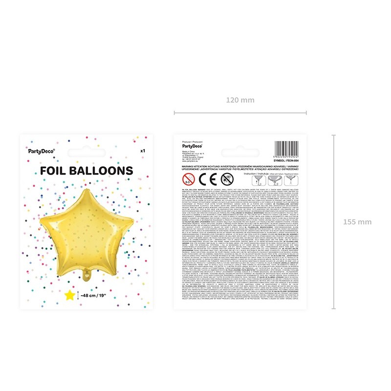 Balon foliowy gwiazdka żółta przezroczysta 19'' - 3
