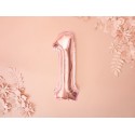 Balon foliowy cyfra 1 różowe złoto urodziny ozdoba - 4