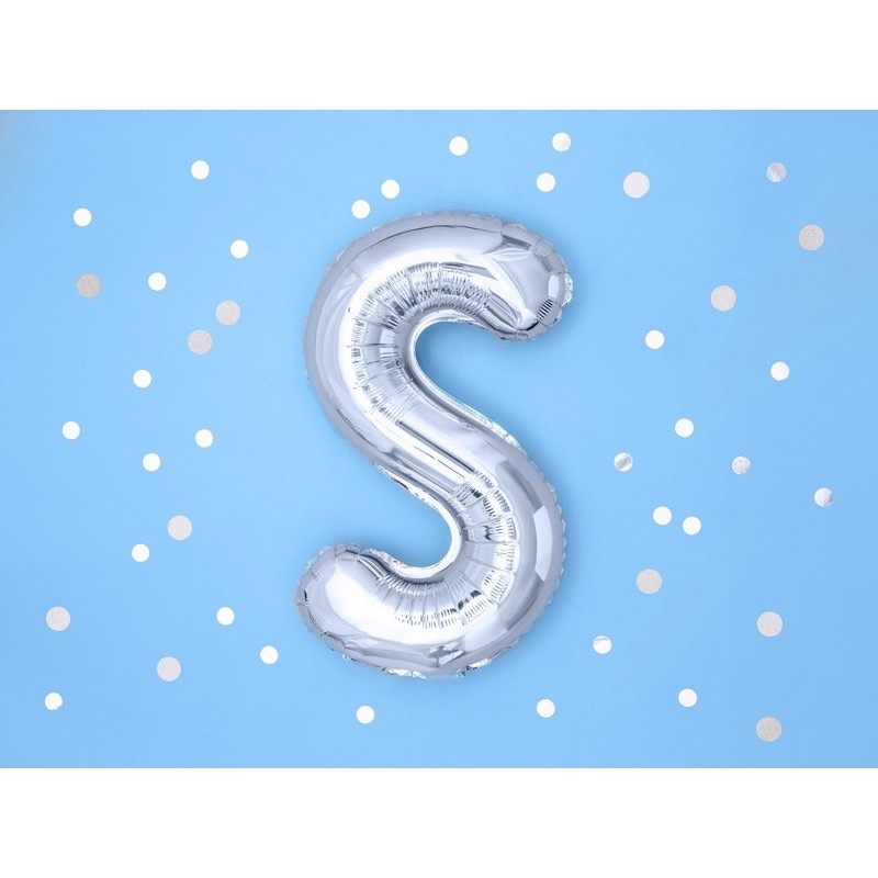 Balon foliowy w kształcie litery litera S srebrna - 4