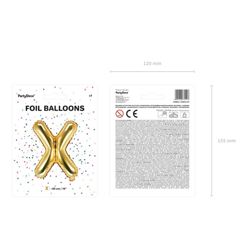 Balon foliowy litera X złota do napisów balonowych - 3