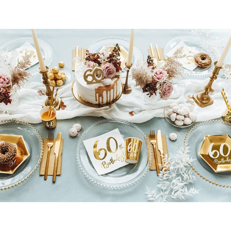 Świeczka urodzinowa liczba 60 na tort złota brokat - 4