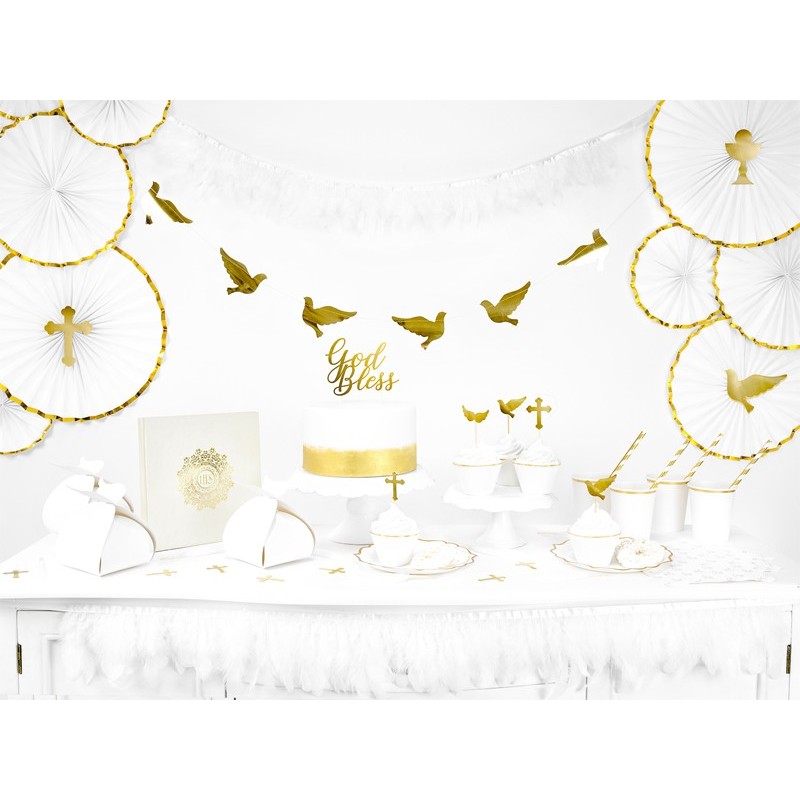 Rozety dekoracyjne biało-złote dekoracja ozdoba - 5