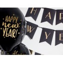 Balony czarne na sylwestra 30 cm Happy New Year 6sztuk - 3