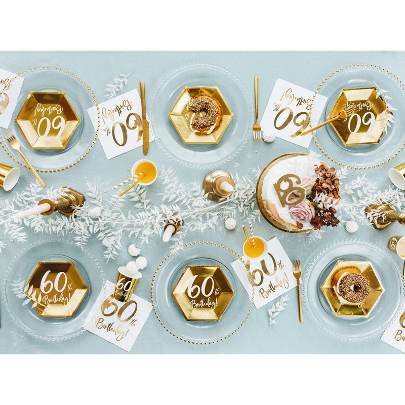 Świeczka urodzinowa liczba 60 na tort złota brokat - 5