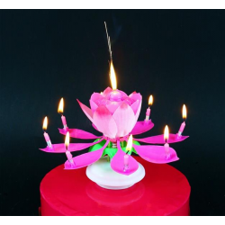 Świeczka kwiatek grający tańczący różowy dekoracja - 2