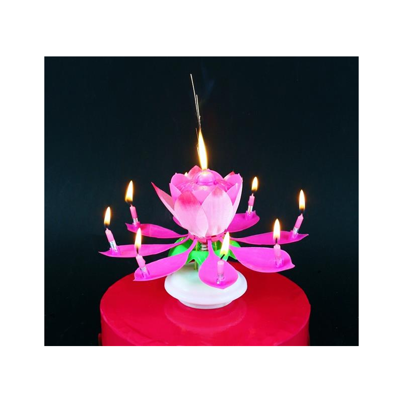 Świeczka kwiatek grający tańczący różowy dekoracja - 2