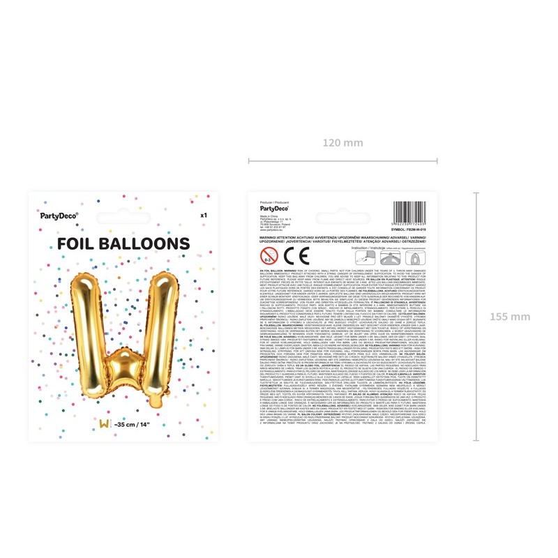 Balon foliowy litera W złota do napisów balonowych - 3