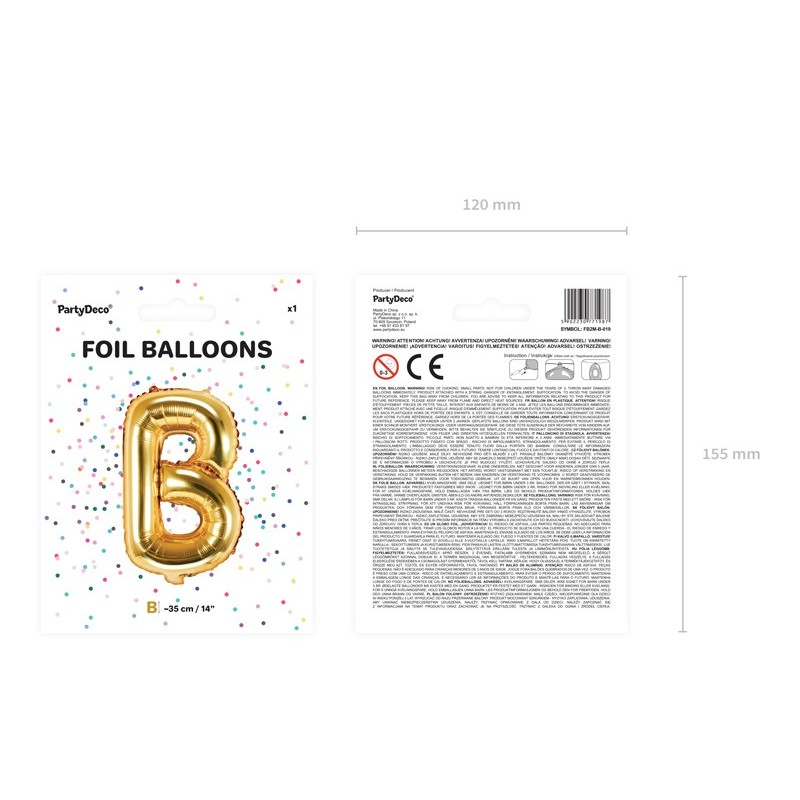 Balon foliowy litera B złota do napisów balonowych - 5