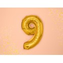 Balon foliowy złoty cyfra 9 dekoracja urodziny - 3
